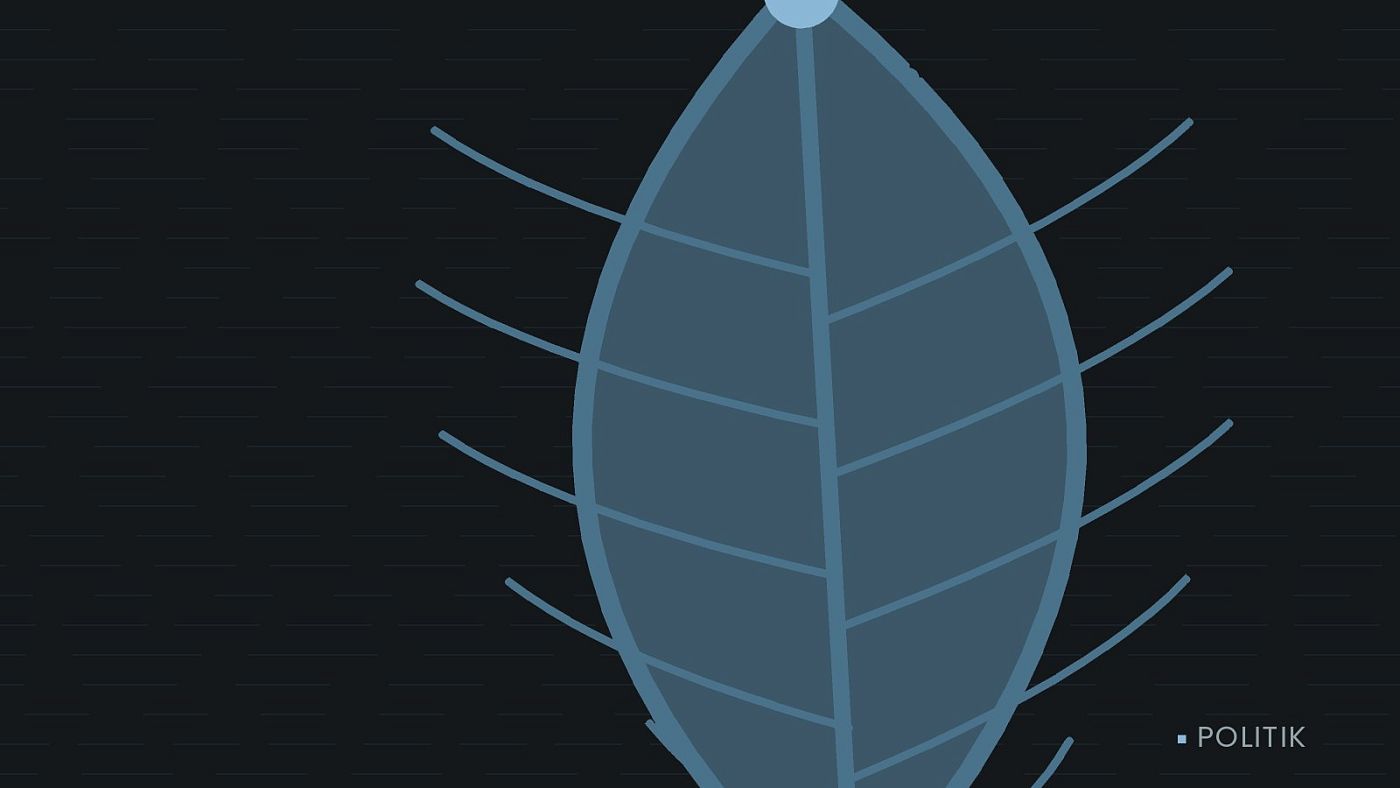 Symbolgrafik: ein gezeichnetes Blatt als Zeichen für Umwelt und Klima.