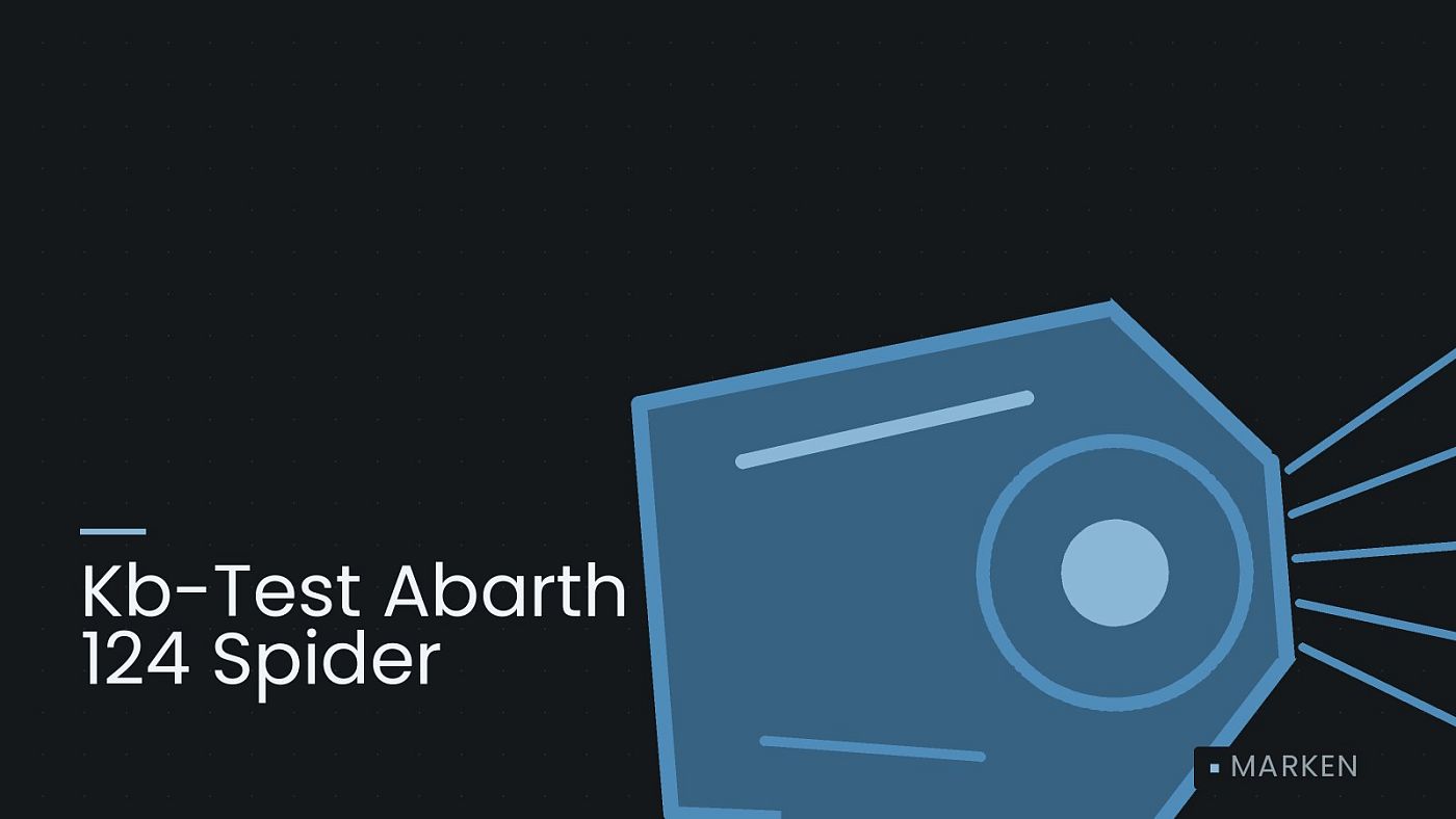Symbolgrafik: ein gezeichneter Scheinwerfer mit Lichtkegel, beschriftet mit „Kb-Test Abarth 124 Spider“.