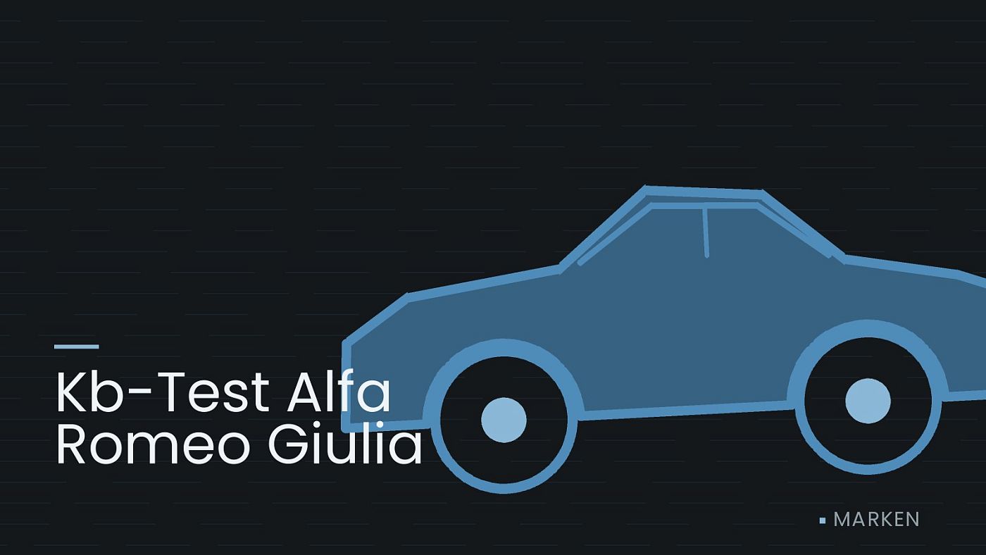 Symbolgrafik: die Umrisslinie eines Fahrzeugs von der Seite, beschriftet mit „Kb-Test Alfa Romeo Giulia“.