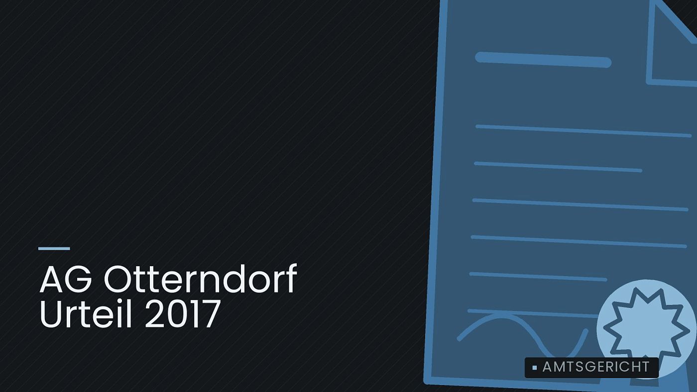 Symbolgrafik: eine gezeichnete Urkunde mit Siegel als Zeichen für eine Entscheidung, beschriftet mit „AG Otterndorf Urteil 2017“.