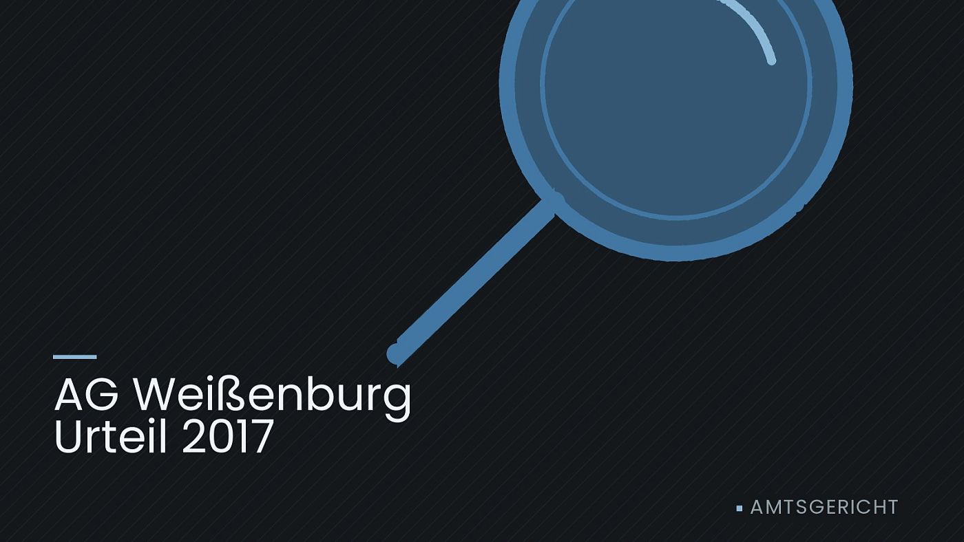 Symbolgrafik: eine gezeichnete Lupe als Zeichen für eine Prüfung, beschriftet mit „AG Weißenburg Urteil 2017“.