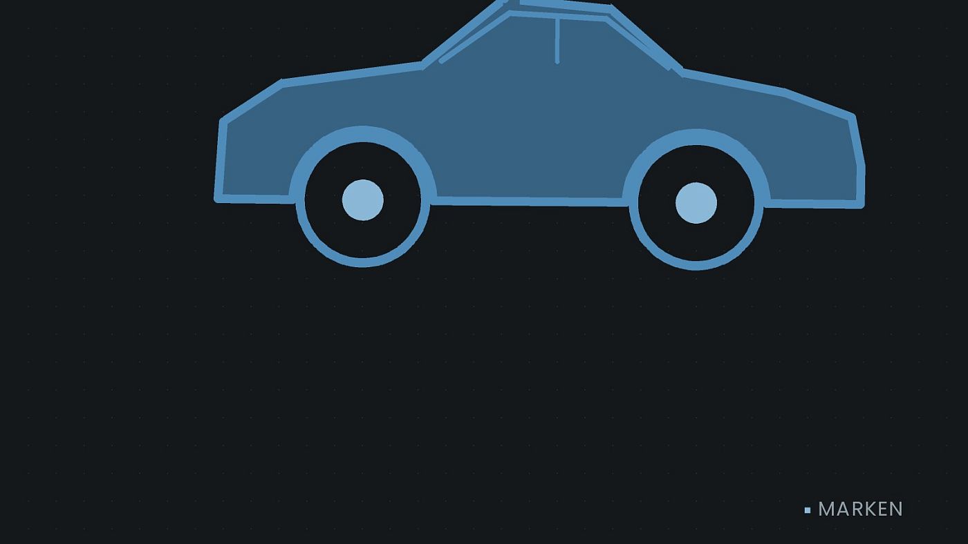 Symbolgrafik: die Umrisslinie eines Fahrzeugs von der Seite.