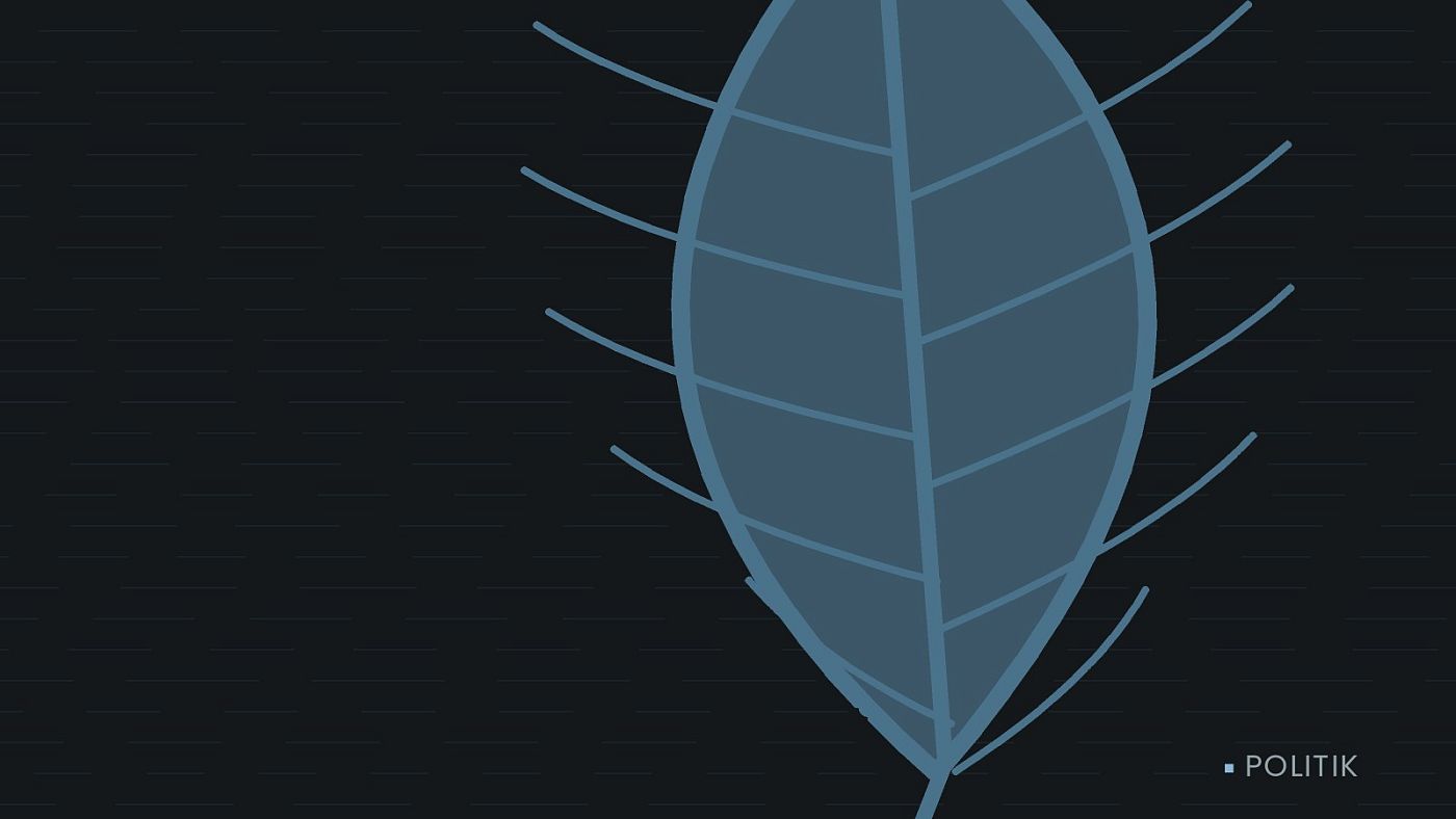 Symbolgrafik: ein gezeichnetes Blatt als Zeichen für Umwelt und Klima.