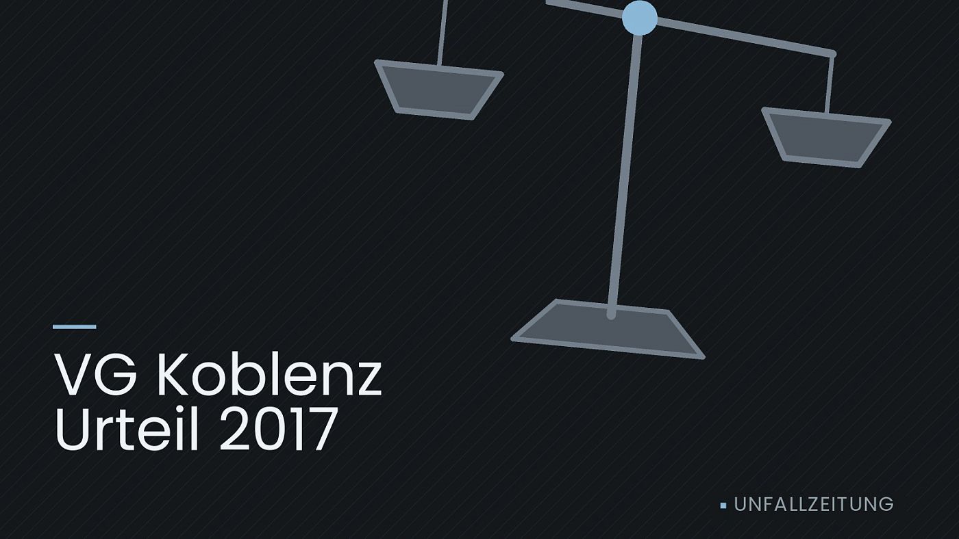 Symbolgrafik: eine stilisierte Waage als Zeichen für eine Gerichtsentscheidung, beschriftet mit „VG Koblenz Urteil 2017“.