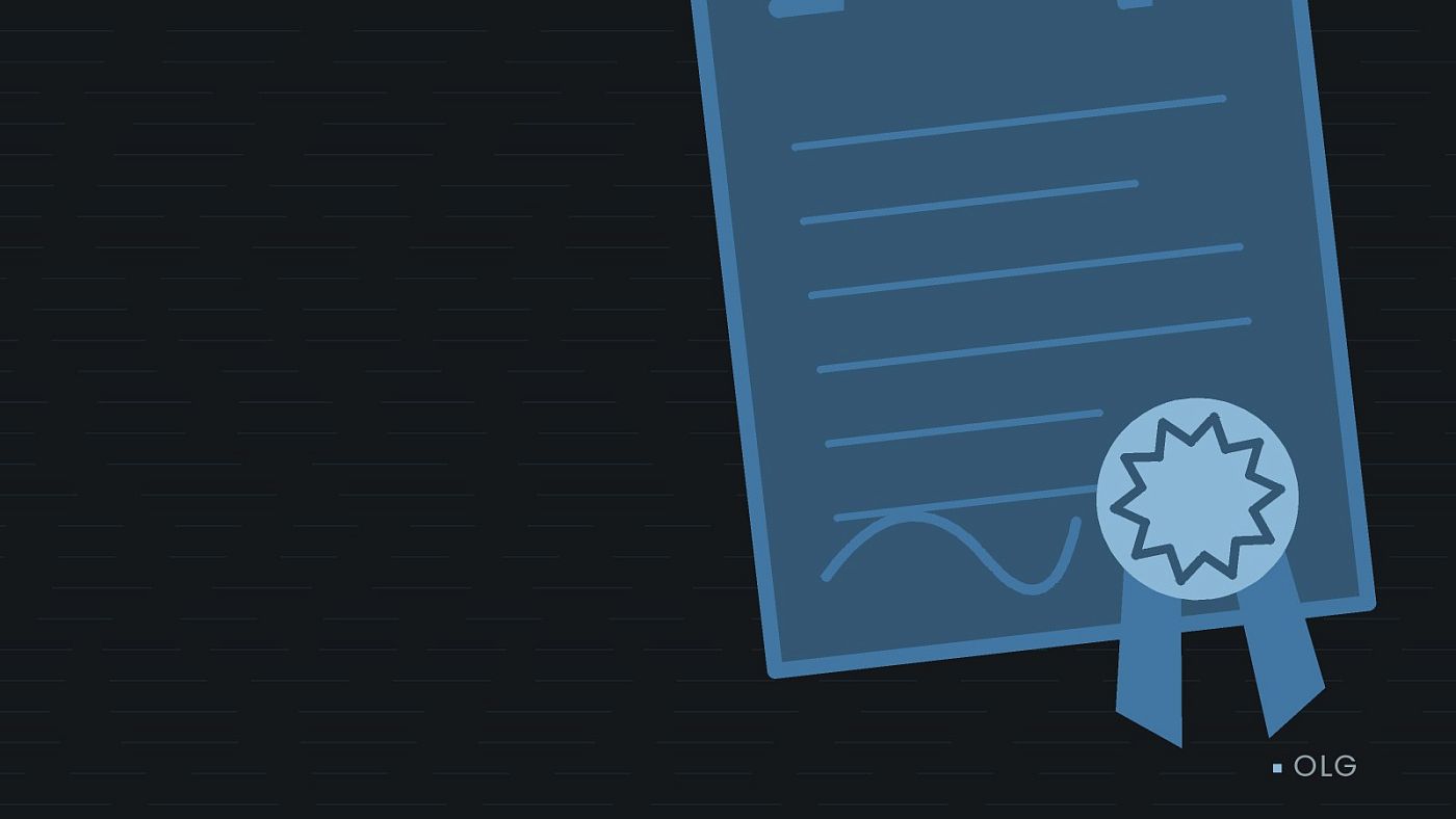 Symbolgrafik: eine gezeichnete Urkunde mit Siegel als Zeichen für eine Entscheidung.