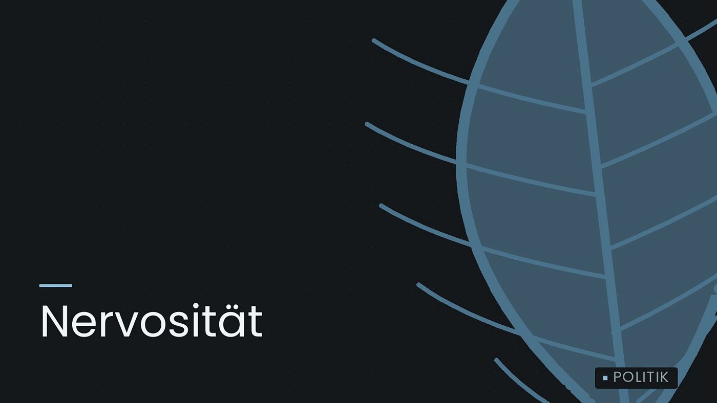 Symbolgrafik: ein gezeichnetes Blatt als Zeichen für Umwelt und Klima, beschriftet mit „Nervosität“.