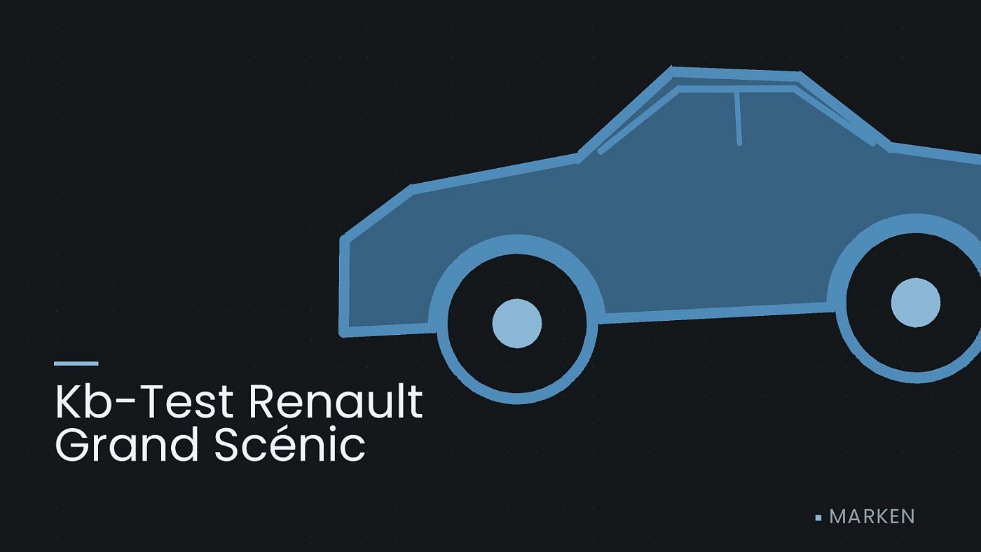 Symbolgrafik: die Umrisslinie eines Fahrzeugs von der Seite, beschriftet mit „Kb-Test Renault Grand Scénic“.