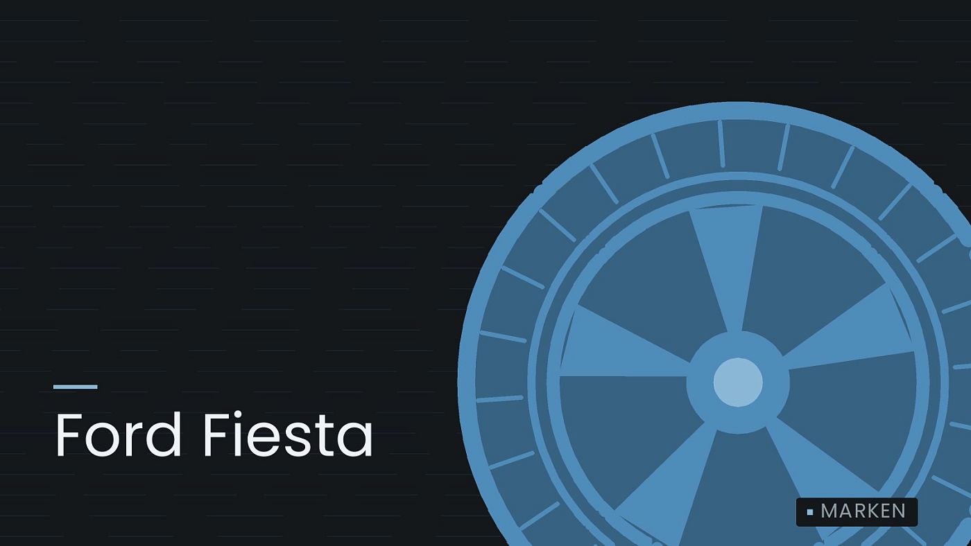 Symbolgrafik: ein gezeichnetes Rad mit Speichen, beschriftet mit „Ford Fiesta“.