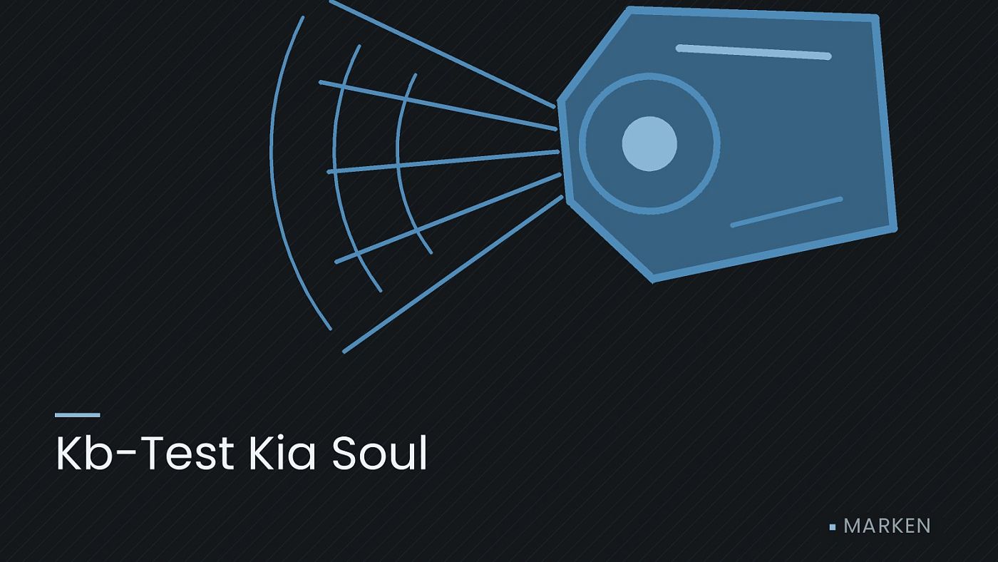 Symbolgrafik: ein gezeichneter Scheinwerfer mit Lichtkegel, beschriftet mit „Kb-Test Kia Soul“.