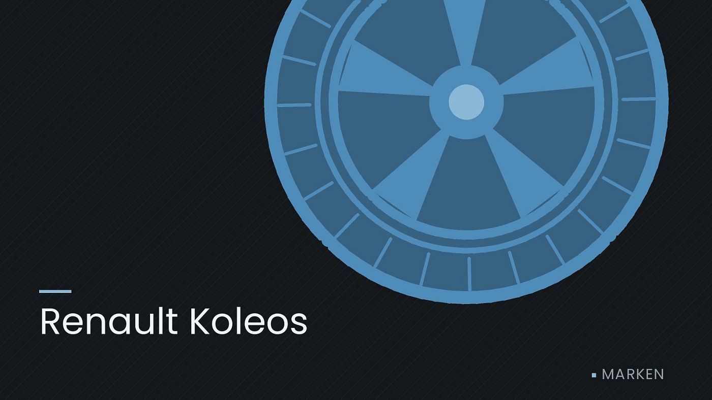 Symbolgrafik: ein gezeichnetes Rad mit Speichen, beschriftet mit „Renault Koleos“.