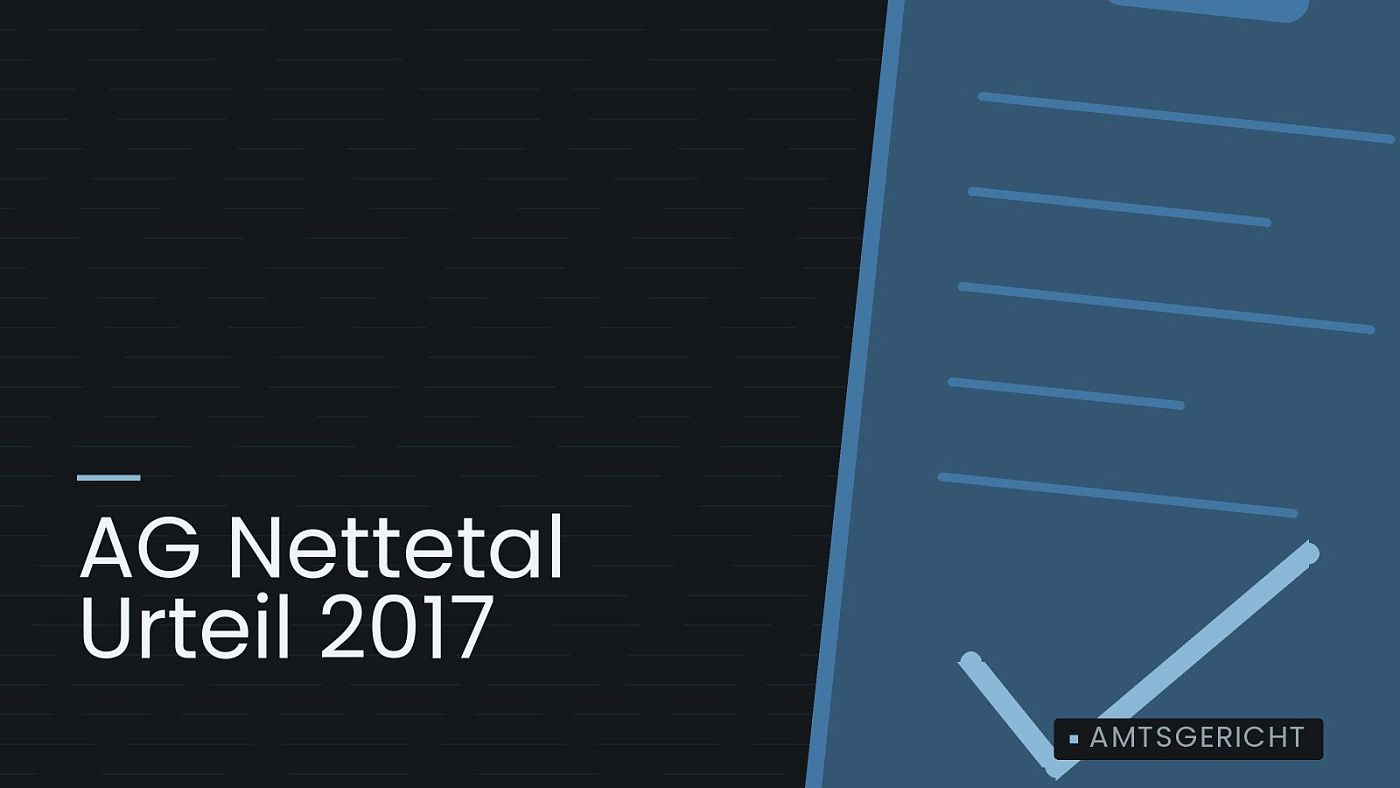 Symbolgrafik: ein gezeichnetes Klemmbrett als Zeichen für ein Gutachten, beschriftet mit „AG Nettetal Urteil 2017“.