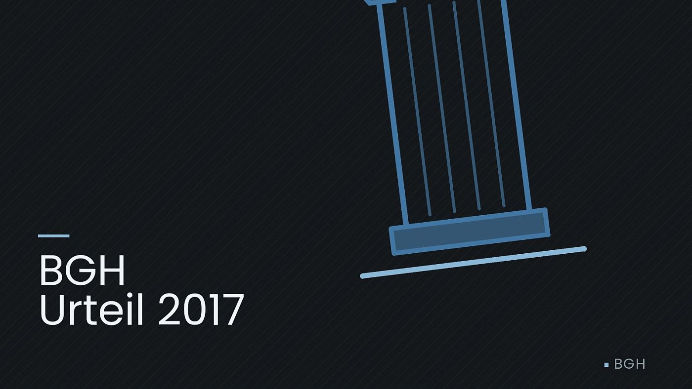 Symbolgrafik: eine stilisierte Gerichtssäule mit Giebel, beschriftet mit „BGH Urteil 2017“.