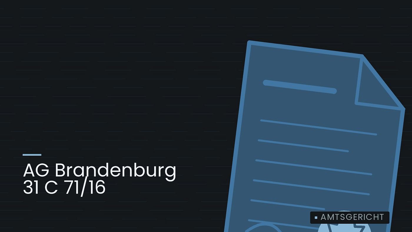 Symbolgrafik: eine gezeichnete Urkunde mit Siegel als Zeichen für eine Entscheidung, beschriftet mit „AG Brandenburg 31 C 71/16“.