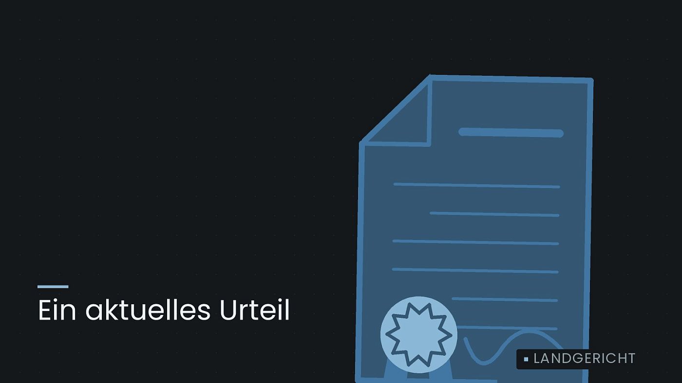 Symbolgrafik: eine gezeichnete Urkunde mit Siegel als Zeichen für eine Entscheidung, beschriftet mit „Ein aktuelles Urteil“.