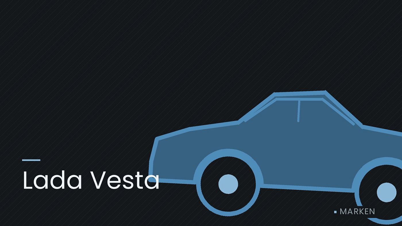 Symbolgrafik: die Umrisslinie eines Fahrzeugs von der Seite, beschriftet mit „Lada Vesta“.
