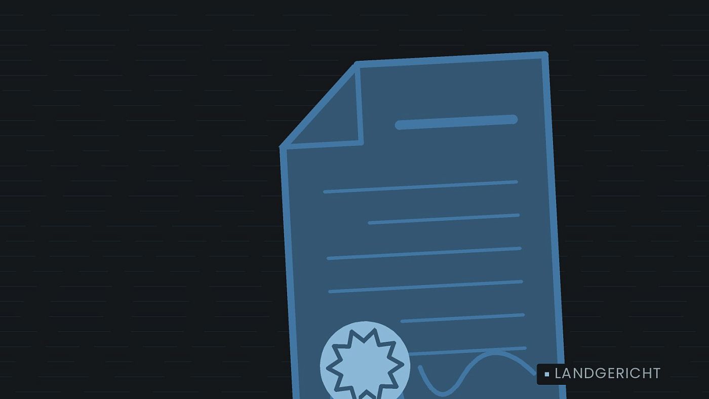Symbolgrafik: eine gezeichnete Urkunde mit Siegel als Zeichen für eine Entscheidung.