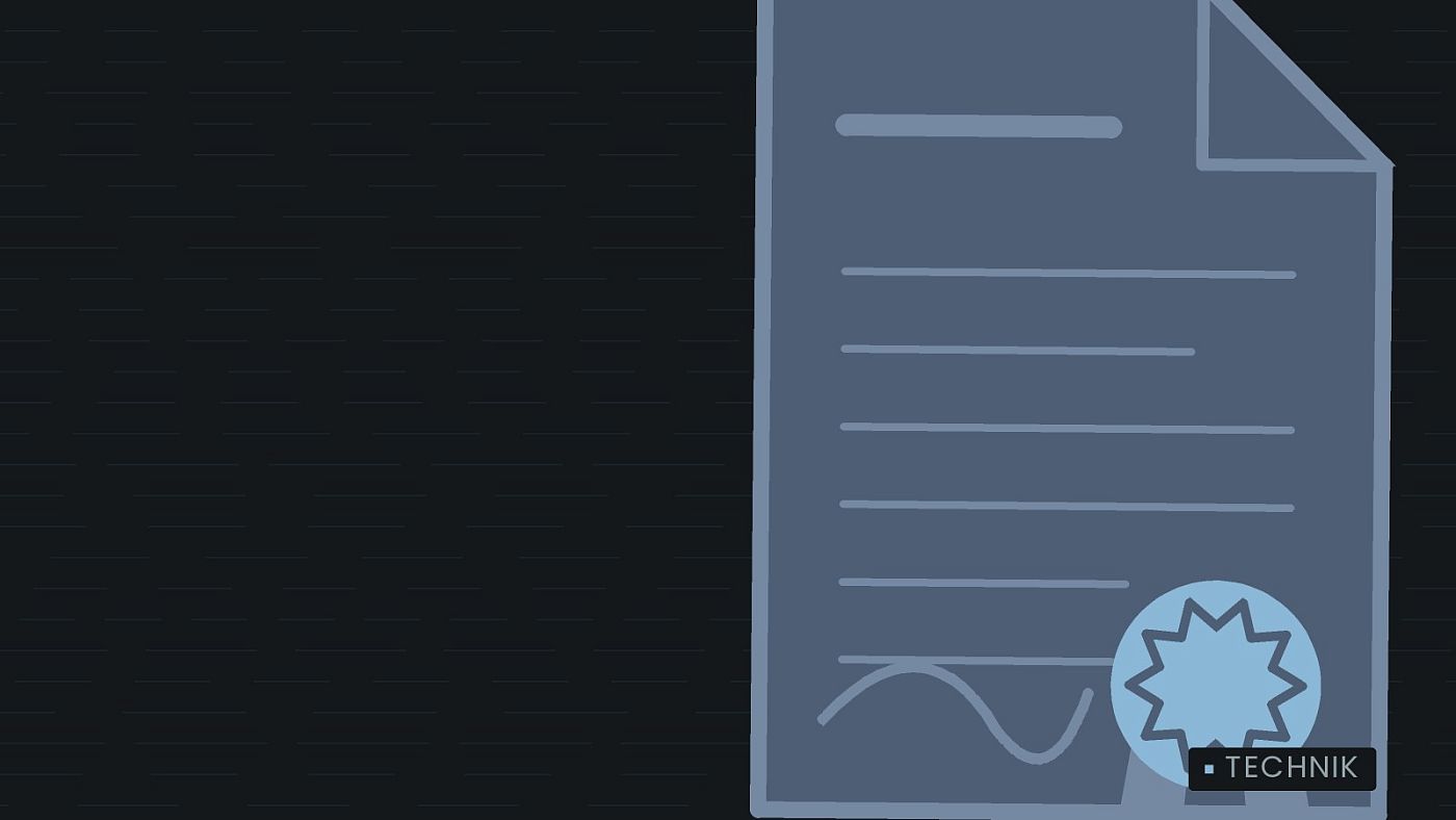 Symbolgrafik: eine gezeichnete Urkunde mit Siegel als Zeichen für eine Entscheidung.