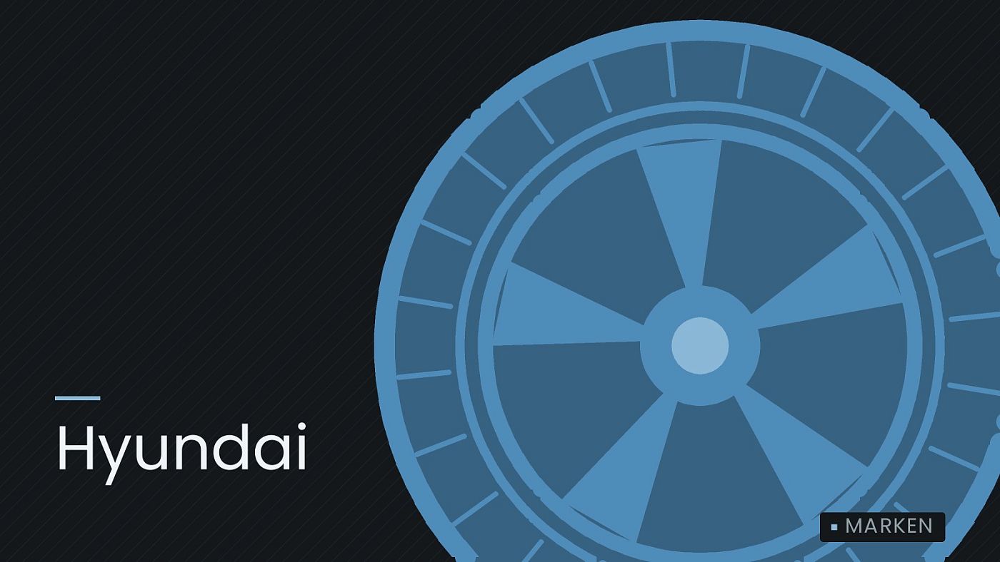 Symbolgrafik: ein gezeichnetes Rad mit Speichen, beschriftet mit „Hyundai“.