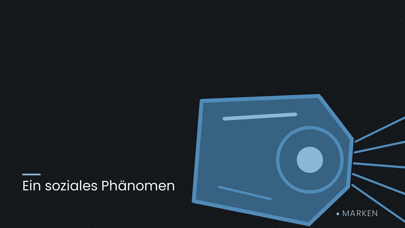 Symbolgrafik: ein gezeichneter Scheinwerfer mit Lichtkegel, beschriftet mit „Ein soziales Phänomen“.