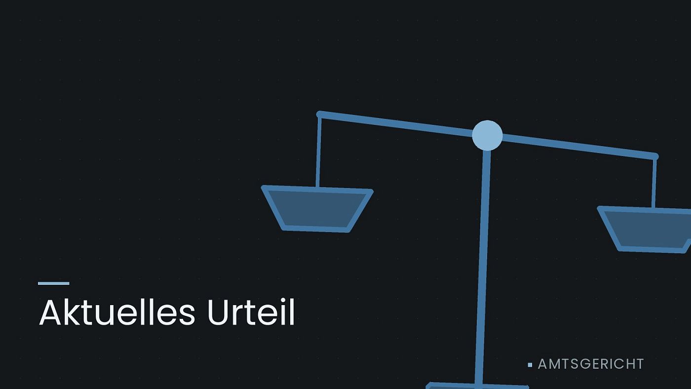 Symbolgrafik: eine stilisierte Waage als Zeichen für eine Gerichtsentscheidung, beschriftet mit „Aktuelles Urteil“.