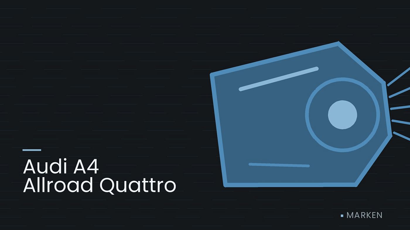 Symbolgrafik: ein gezeichneter Scheinwerfer mit Lichtkegel, beschriftet mit „Audi A4 Allroad Quattro“.
