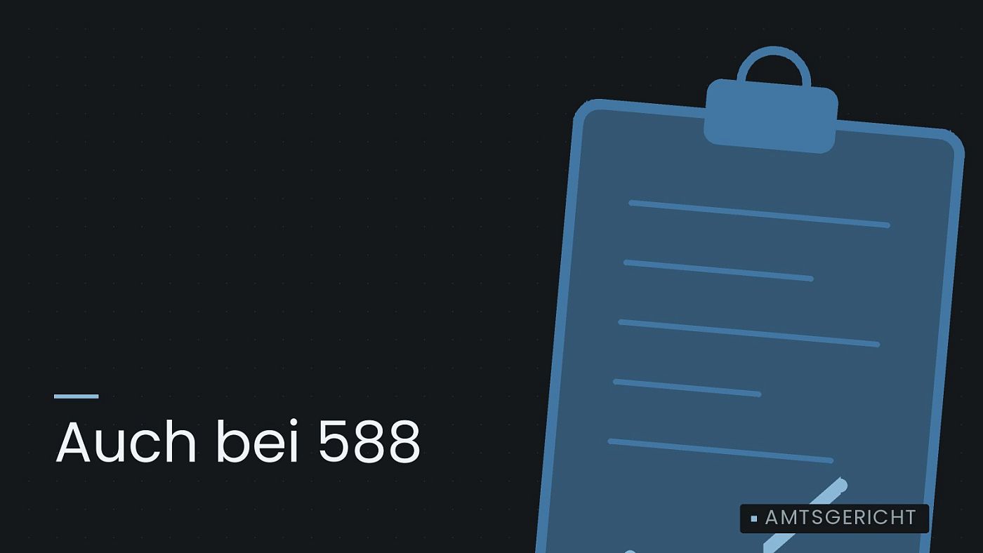 Symbolgrafik: ein gezeichnetes Klemmbrett als Zeichen für ein Gutachten, beschriftet mit „Auch bei 588“.