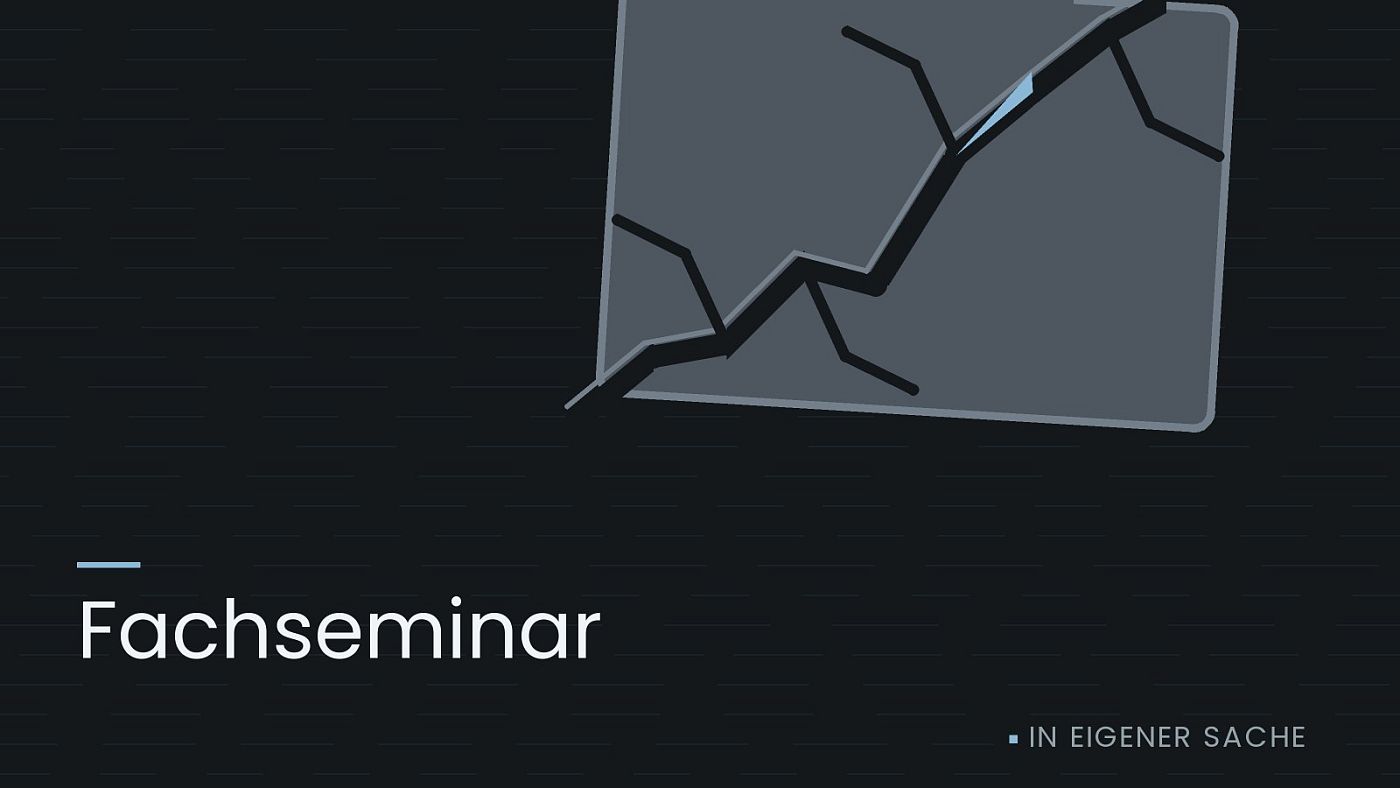 Symbolgrafik: eine gezeichnete Bruchlinie über einer Fläche, beschriftet mit „Fachseminar“.