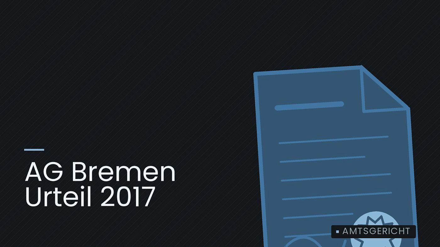 Symbolgrafik: eine gezeichnete Urkunde mit Siegel als Zeichen für eine Entscheidung, beschriftet mit „AG Bremen Urteil 2017“.