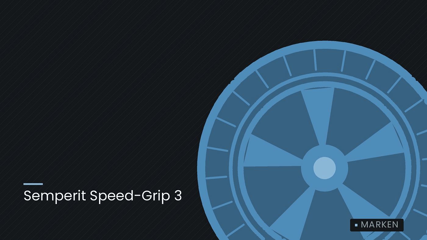 Symbolgrafik: ein gezeichnetes Rad mit Speichen, beschriftet mit „Semperit Speed-Grip 3“.