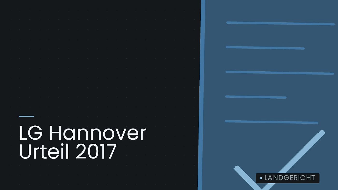 Symbolgrafik: ein gezeichnetes Klemmbrett als Zeichen für ein Gutachten, beschriftet mit „LG Hannover Urteil 2017“.