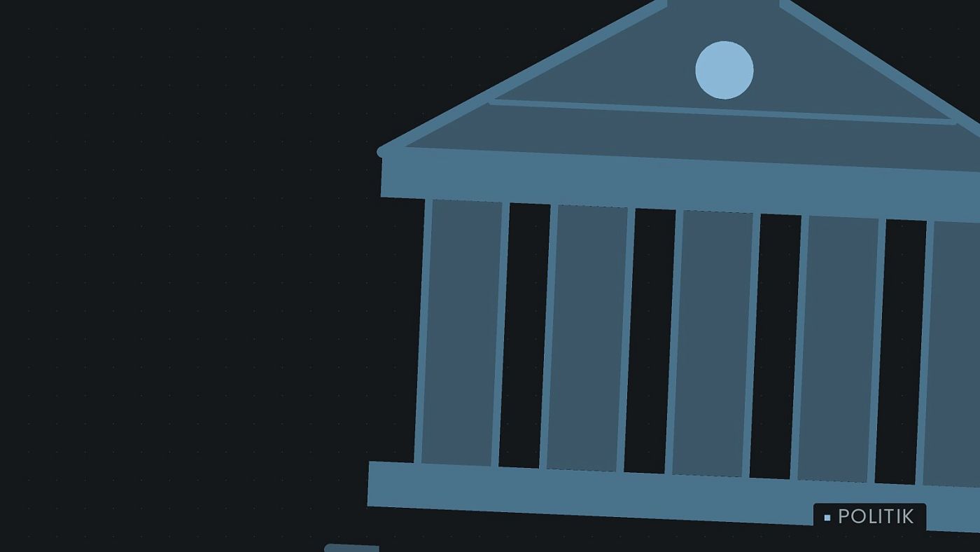 Symbolgrafik: ein stilisiertes Amtsgebäude mit Säulen.
