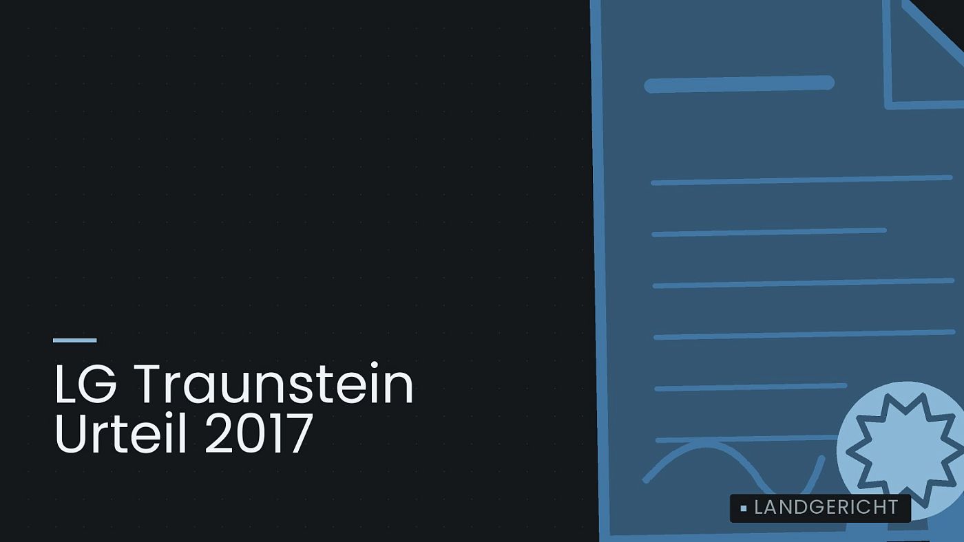 Symbolgrafik: eine gezeichnete Urkunde mit Siegel als Zeichen für eine Entscheidung, beschriftet mit „LG Traunstein Urteil 2017“.