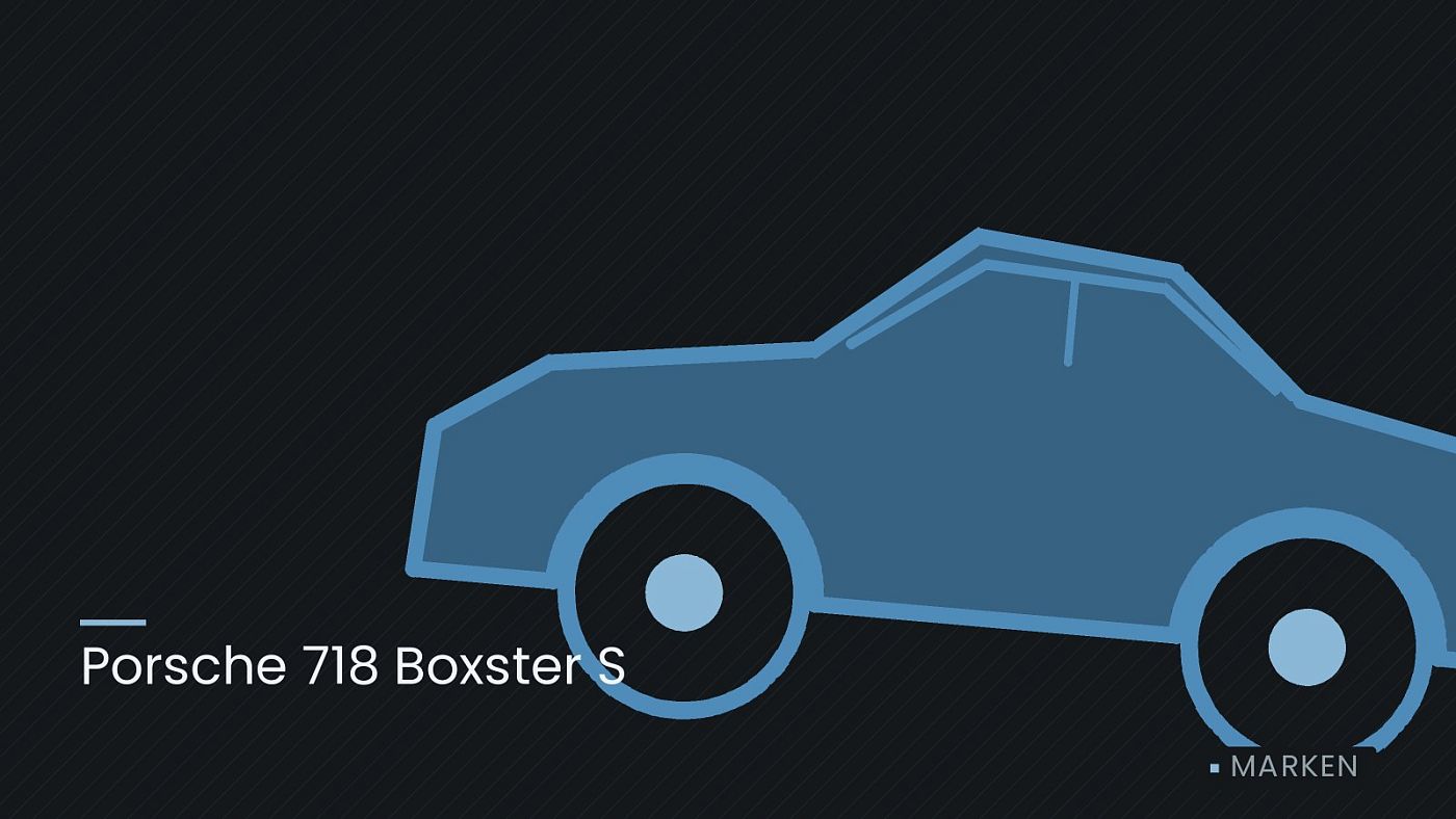 Symbolgrafik: die Umrisslinie eines Fahrzeugs von der Seite, beschriftet mit „Porsche 718 Boxster S“.