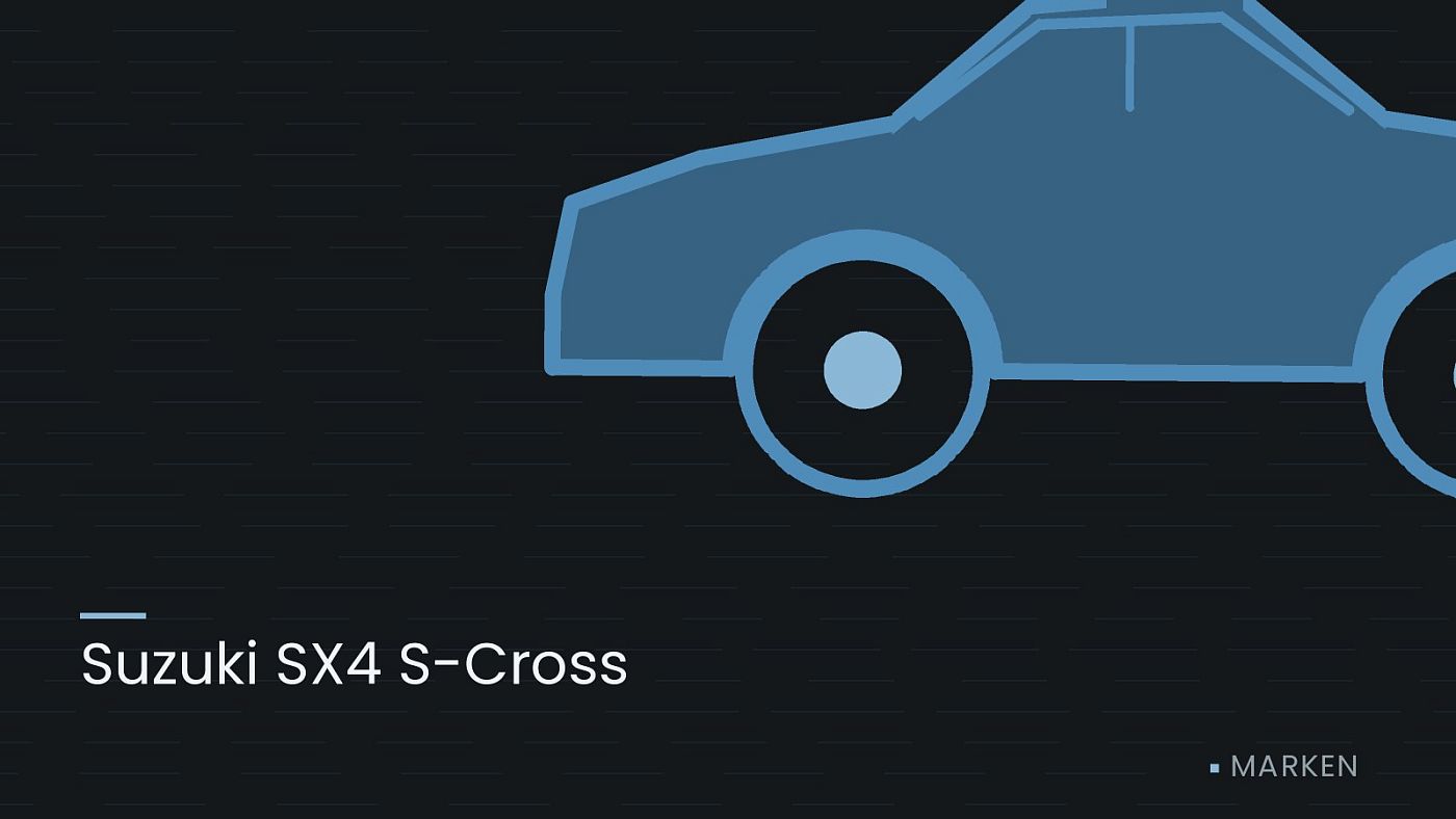 Symbolgrafik: die Umrisslinie eines Fahrzeugs von der Seite, beschriftet mit „Suzuki SX4 S-Cross“.