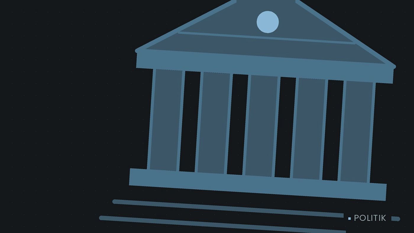 Symbolgrafik: ein stilisiertes Amtsgebäude mit Säulen.