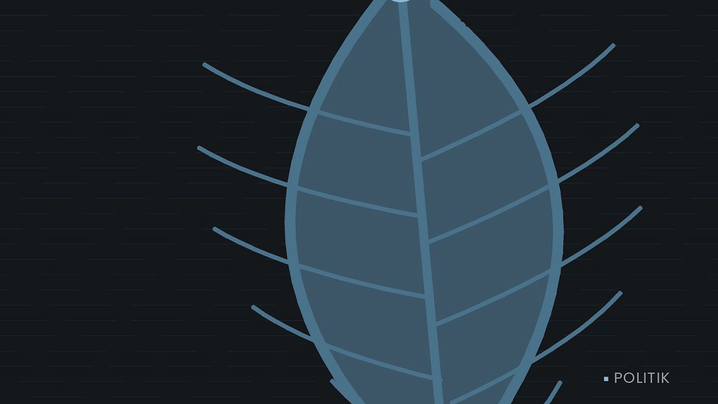 Symbolgrafik: ein gezeichnetes Blatt als Zeichen für Umwelt und Klima.