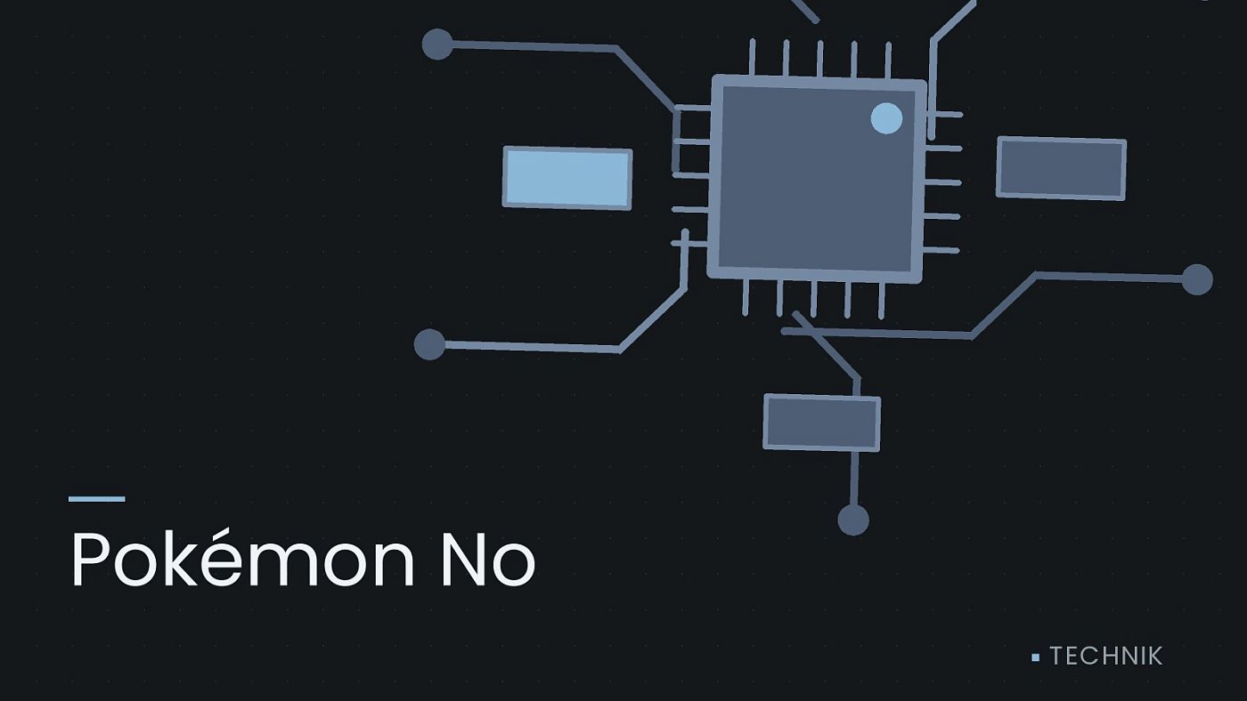 Symbolgrafik: gezeichnete Leiterbahnen mit einem Chip, beschriftet mit „Pokémon No“.