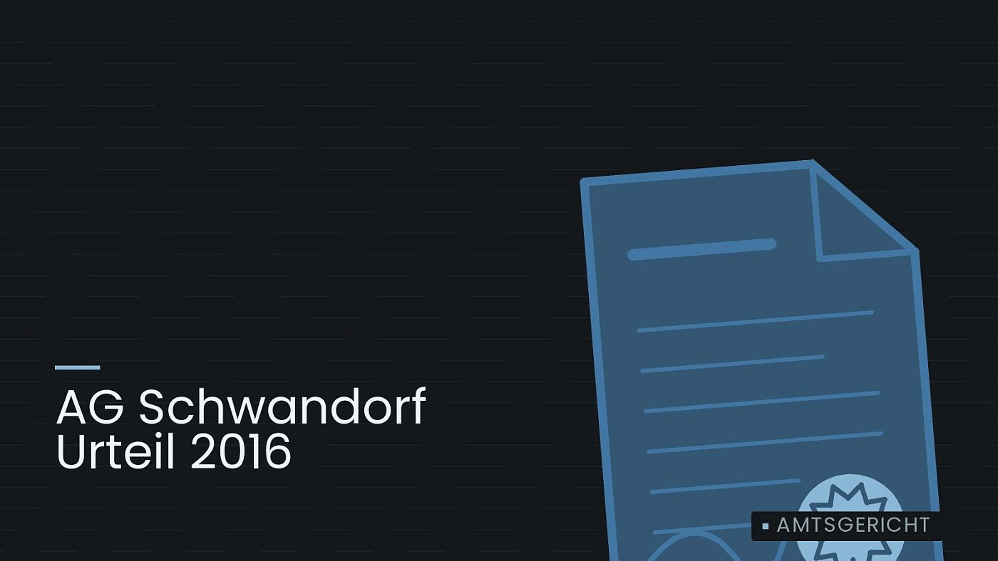 Symbolgrafik: eine gezeichnete Urkunde mit Siegel als Zeichen für eine Entscheidung, beschriftet mit „AG Schwandorf Urteil 2016“.