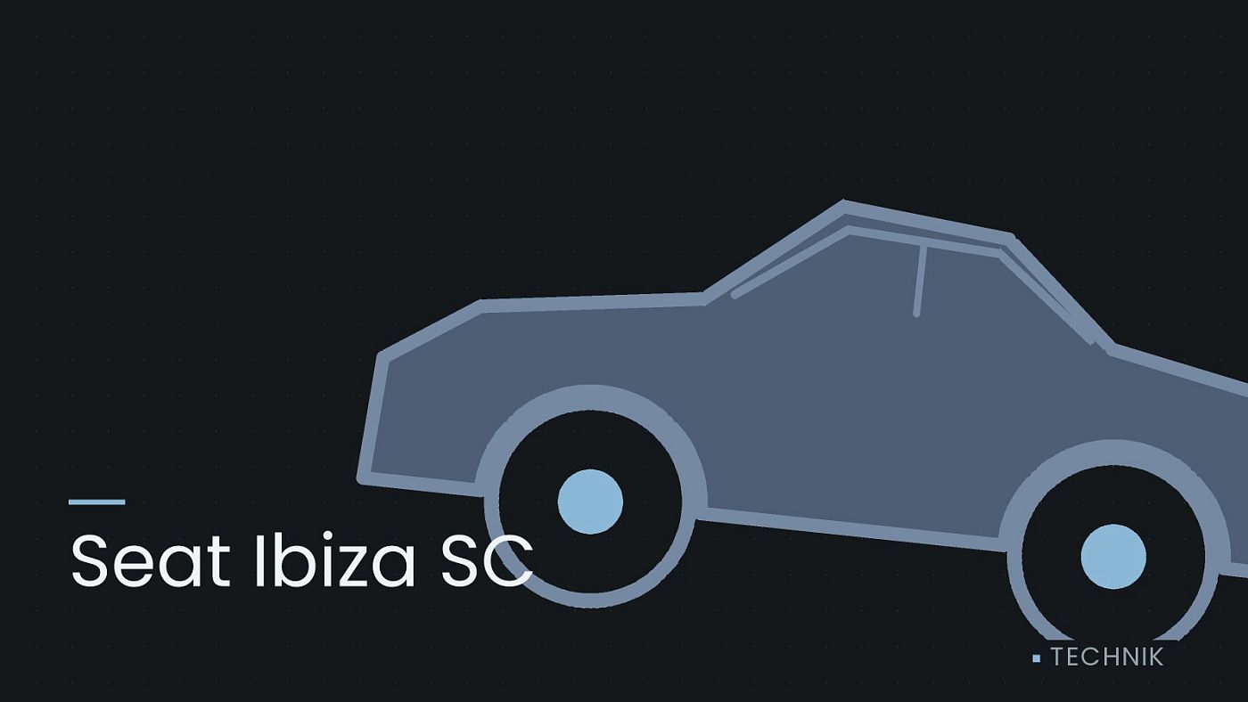Symbolgrafik: die Umrisslinie eines Fahrzeugs von der Seite, beschriftet mit „Seat Ibiza SC“.