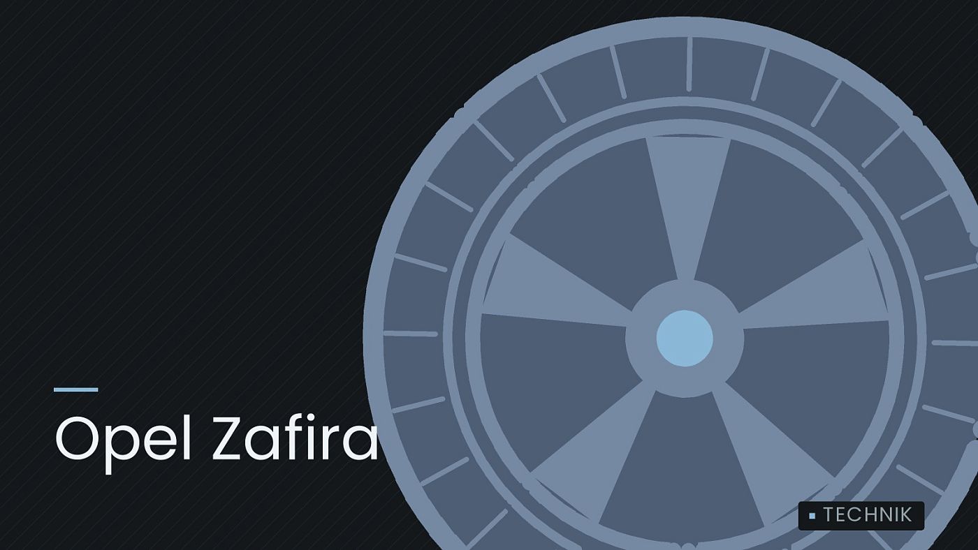 Symbolgrafik: ein gezeichnetes Rad mit Speichen, beschriftet mit „Opel Zafira“.