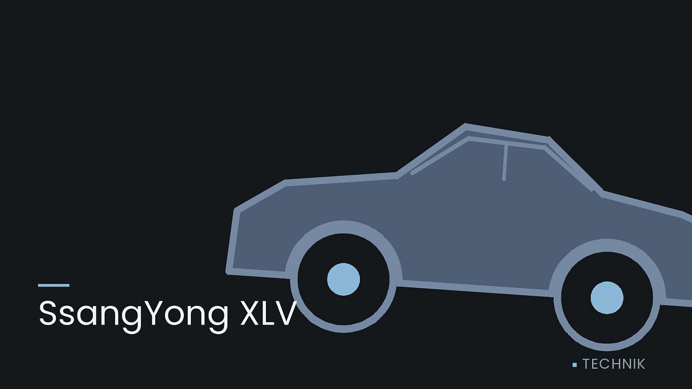 Symbolgrafik: die Umrisslinie eines Fahrzeugs von der Seite, beschriftet mit „SsangYong XLV“.