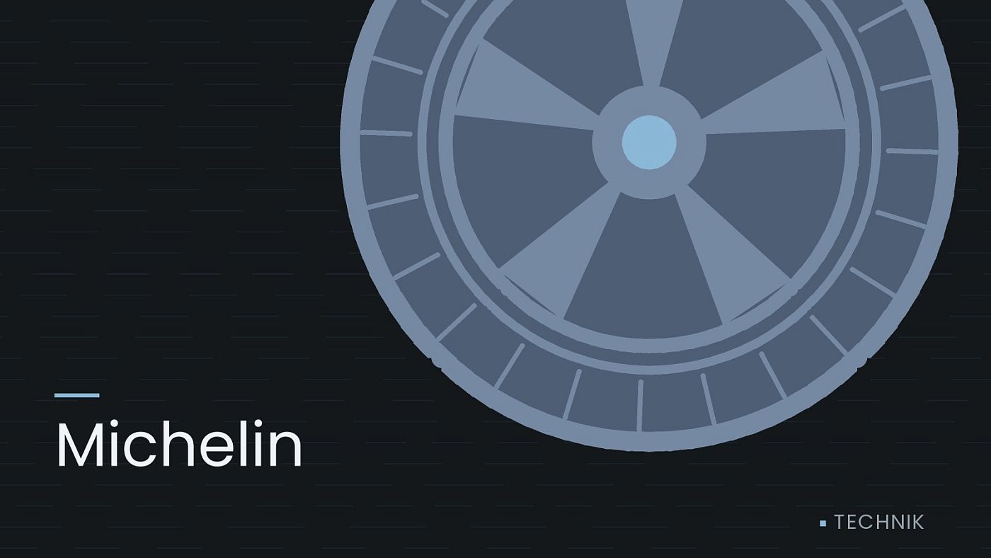 Symbolgrafik: ein gezeichnetes Rad mit Speichen, beschriftet mit „Michelin“.