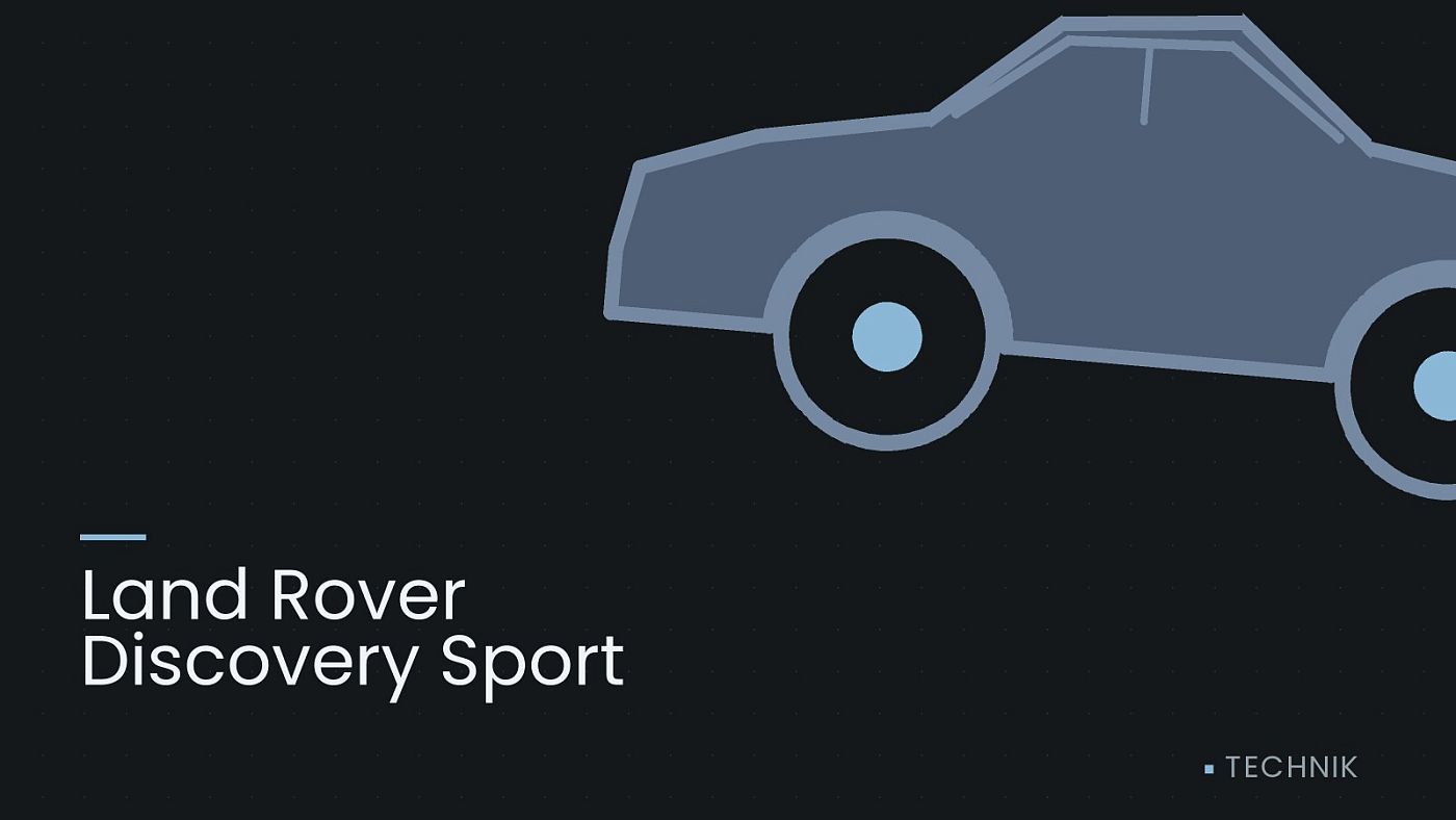 Symbolgrafik: die Umrisslinie eines Fahrzeugs von der Seite, beschriftet mit „Land Rover Discovery Sport“.