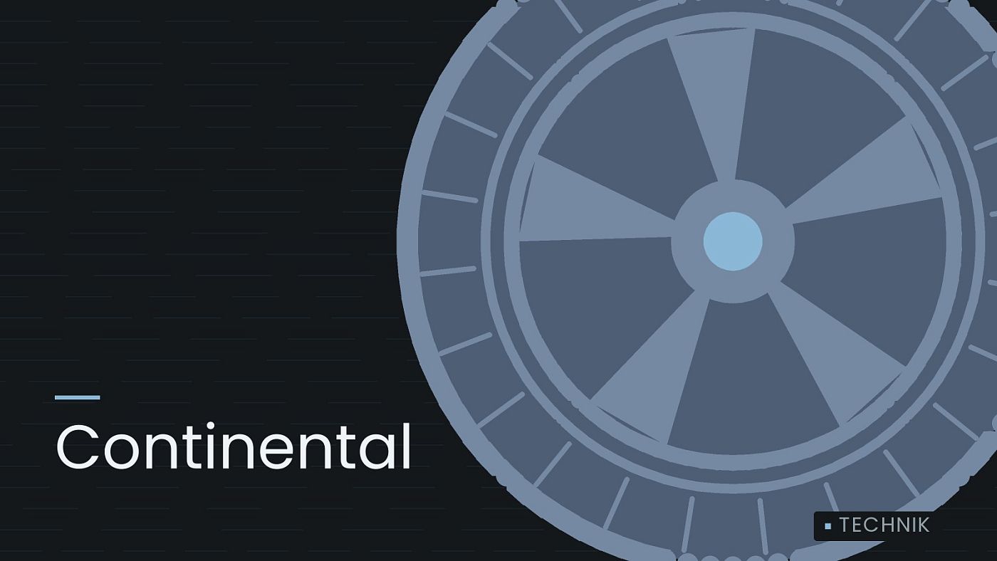 Symbolgrafik: ein gezeichnetes Rad mit Speichen, beschriftet mit „Continental“.