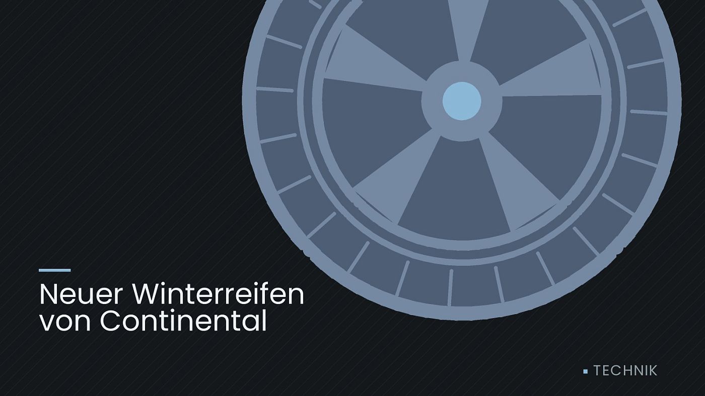 Symbolgrafik: ein gezeichnetes Rad mit Speichen, beschriftet mit „Neuer Winterreifen von Continental“.