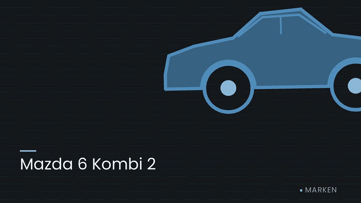 Symbolgrafik: die Umrisslinie eines Fahrzeugs von der Seite, beschriftet mit „Mazda 6 Kombi 2“.