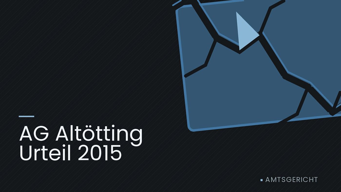 Symbolgrafik: eine gezeichnete Bruchlinie über einer Fläche, beschriftet mit „AG Altötting Urteil 2015“.