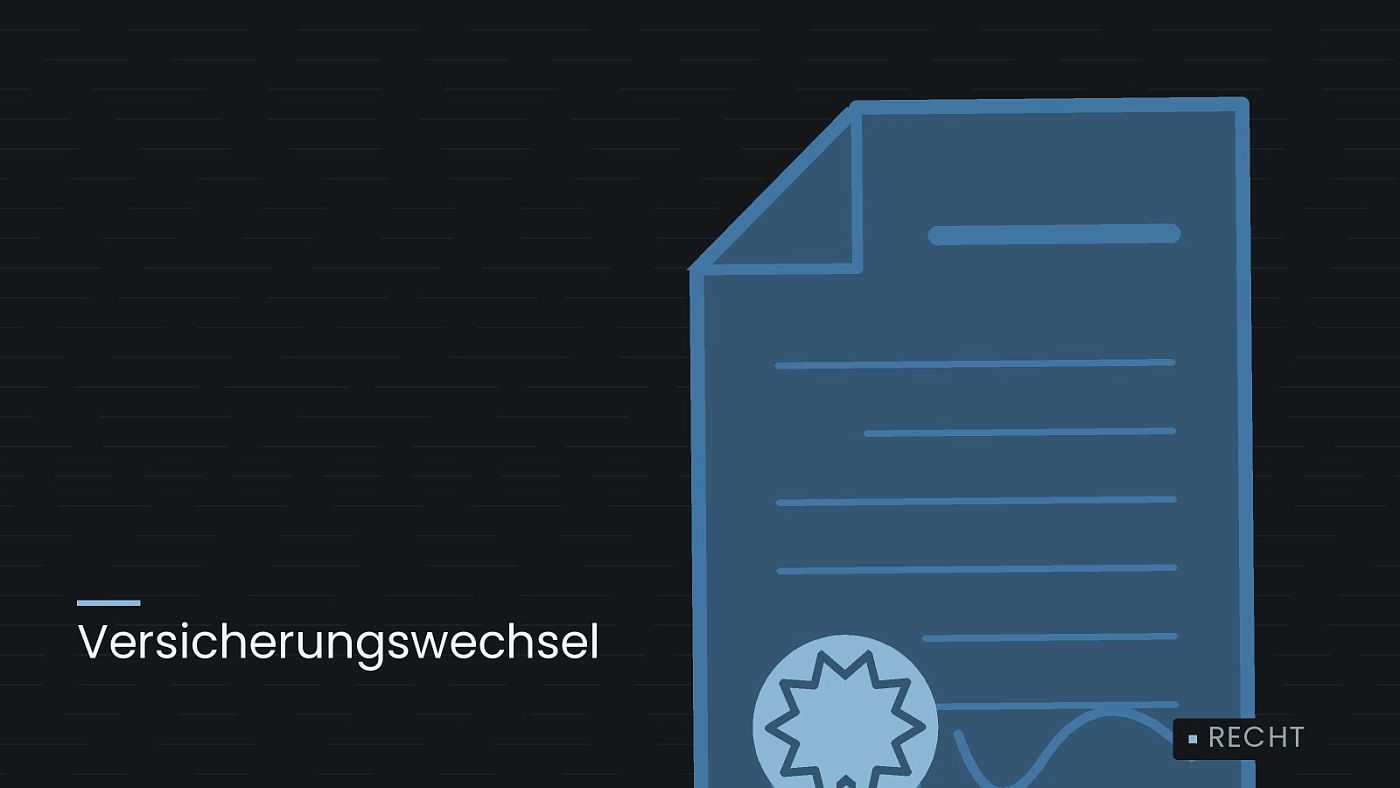 Symbolgrafik: eine gezeichnete Urkunde mit Siegel als Zeichen für eine Entscheidung, beschriftet mit „Versicherungswechsel“.