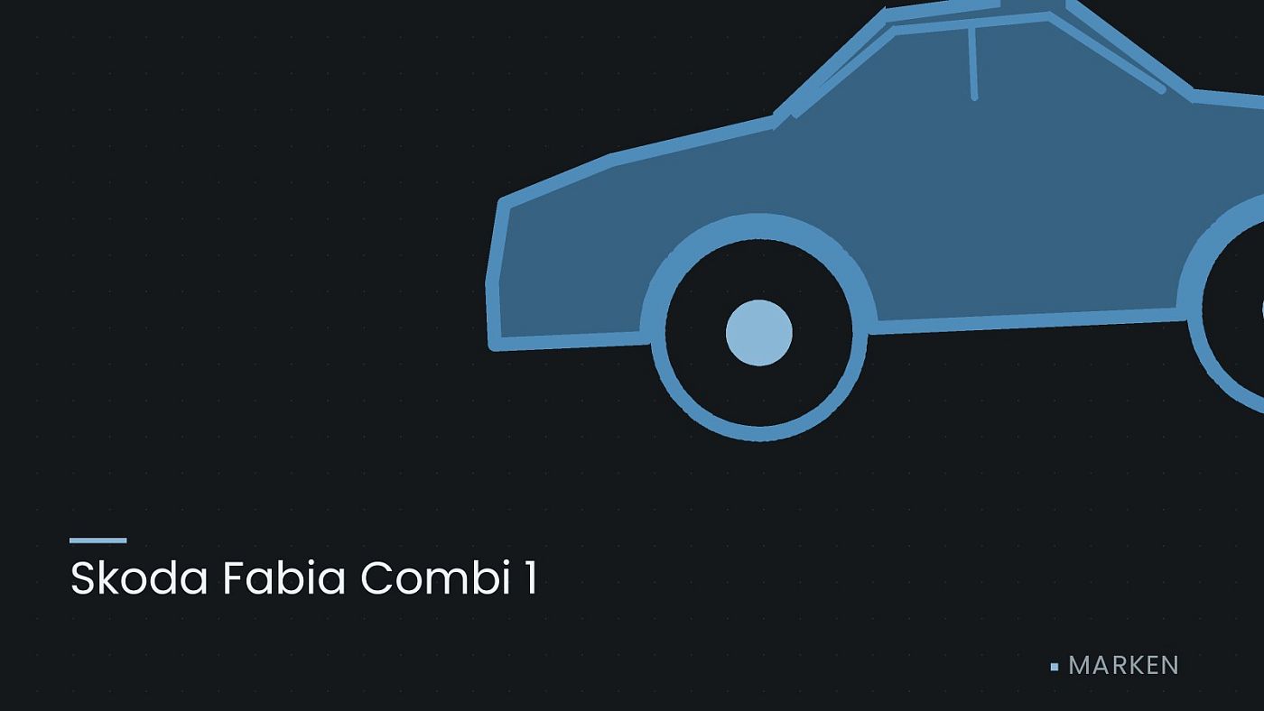 Symbolgrafik: die Umrisslinie eines Fahrzeugs von der Seite, beschriftet mit „Skoda Fabia Combi 1“.
