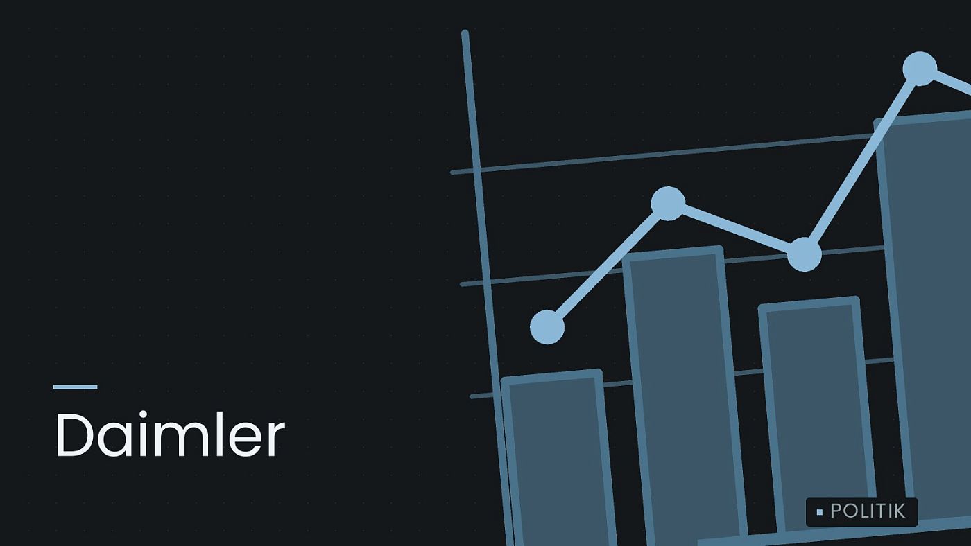 Symbolgrafik: ein gezeichnetes Balkendiagramm mit Verlaufslinie, beschriftet mit „Daimler“.